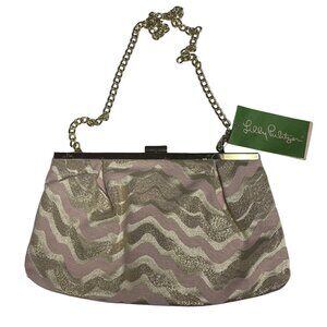 Lilly Pulitzer Opening Night Jacquard Clutch Bag Pink Gold